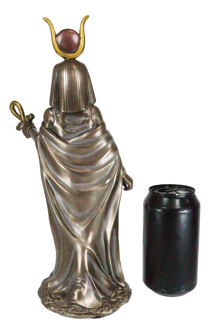 Ebros Gift Ebros Egyptian Deity Goddess Hathor Holding Ankh Statue 11" Tall Patroness of Motherhood Joy Love and Feminism Classical Egypt Decor Home Office Library Study Historical Sculpture - Image 3